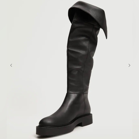 NWT_MANGO Leather Boot With Tall Leg - Picture 1 of 9